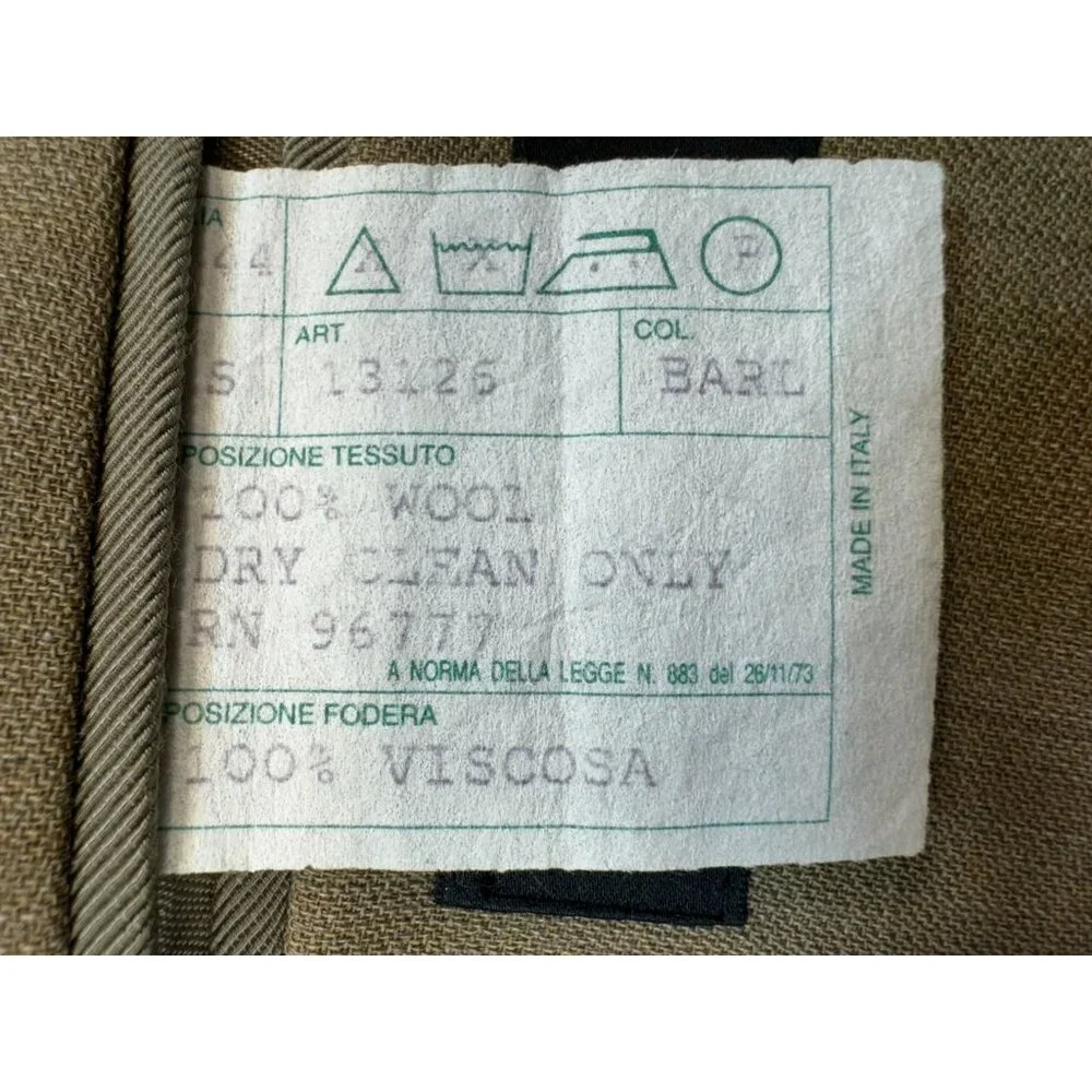 Bachrach Mens Wool Blazer 44R Tan Three-Button Suit Jacket Made In Italy